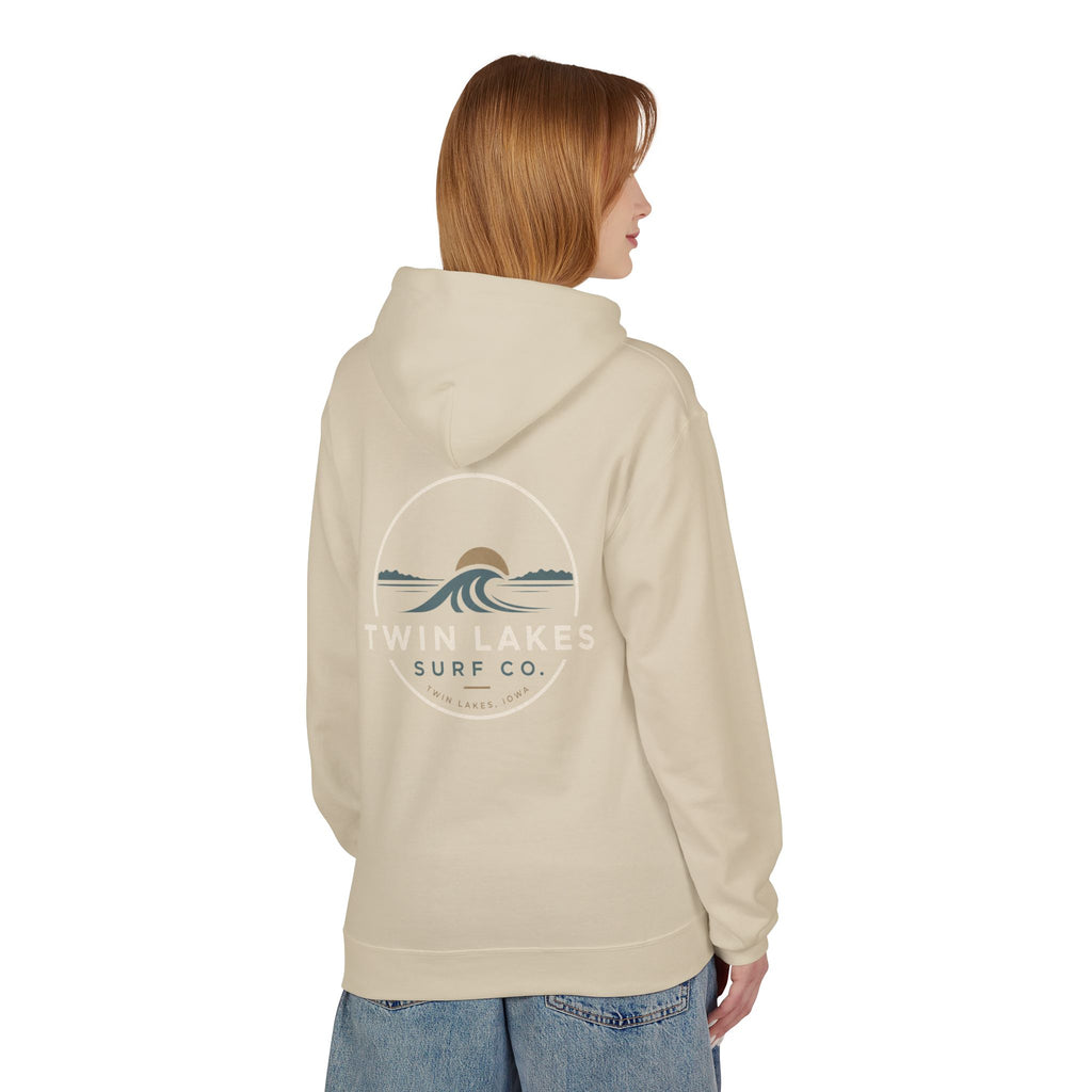 Twin Lakes Surf Co. Hoodie — Vintage Wave Logo Pullover