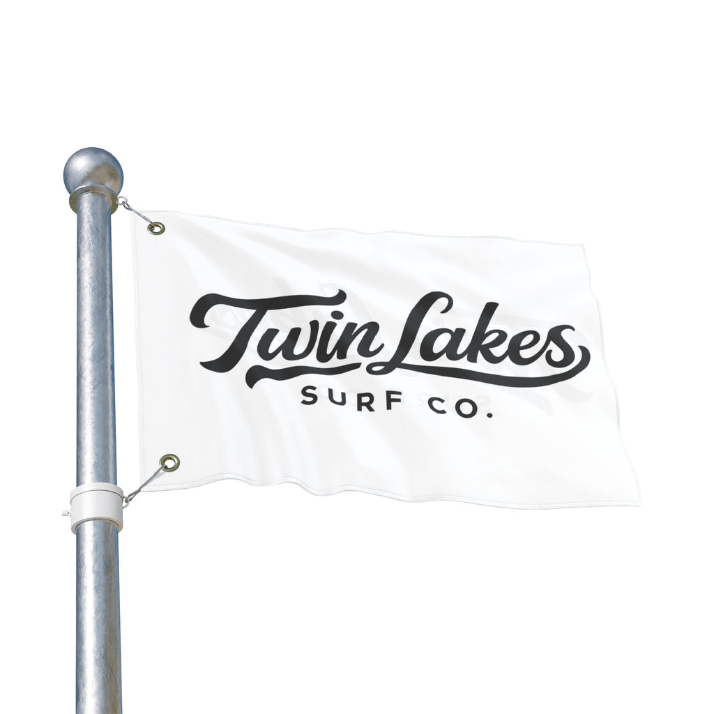 Twin Lakes Surf Co. Double-Sided Flag — Coastal Beach House Outdoor Banner