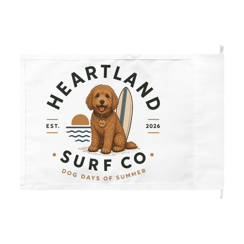 Heartland Surf Co. Dog Days Flag — Double-Sided Surf Dog Beach Banner