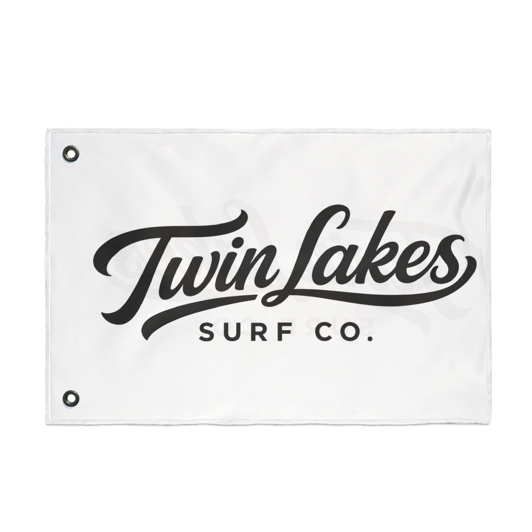 Twin Lakes Surf Co. Double-Sided Flag — Coastal Beach House Outdoor Banner