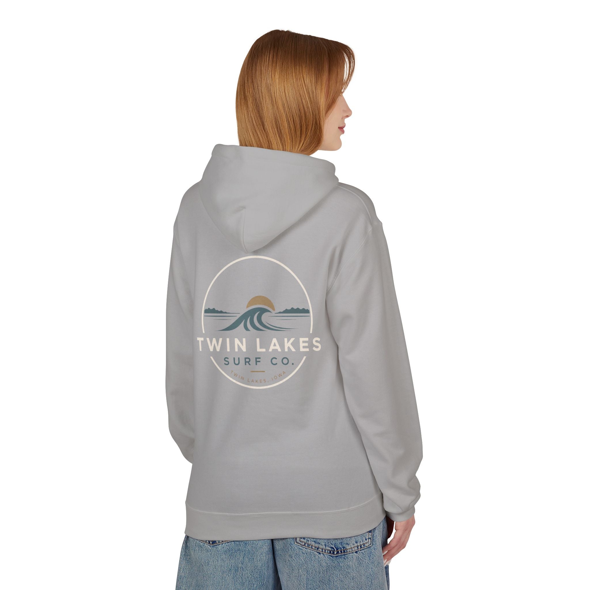 Twin Lakes Surf Co. Hoodie — Vintage Wave Logo Pullover