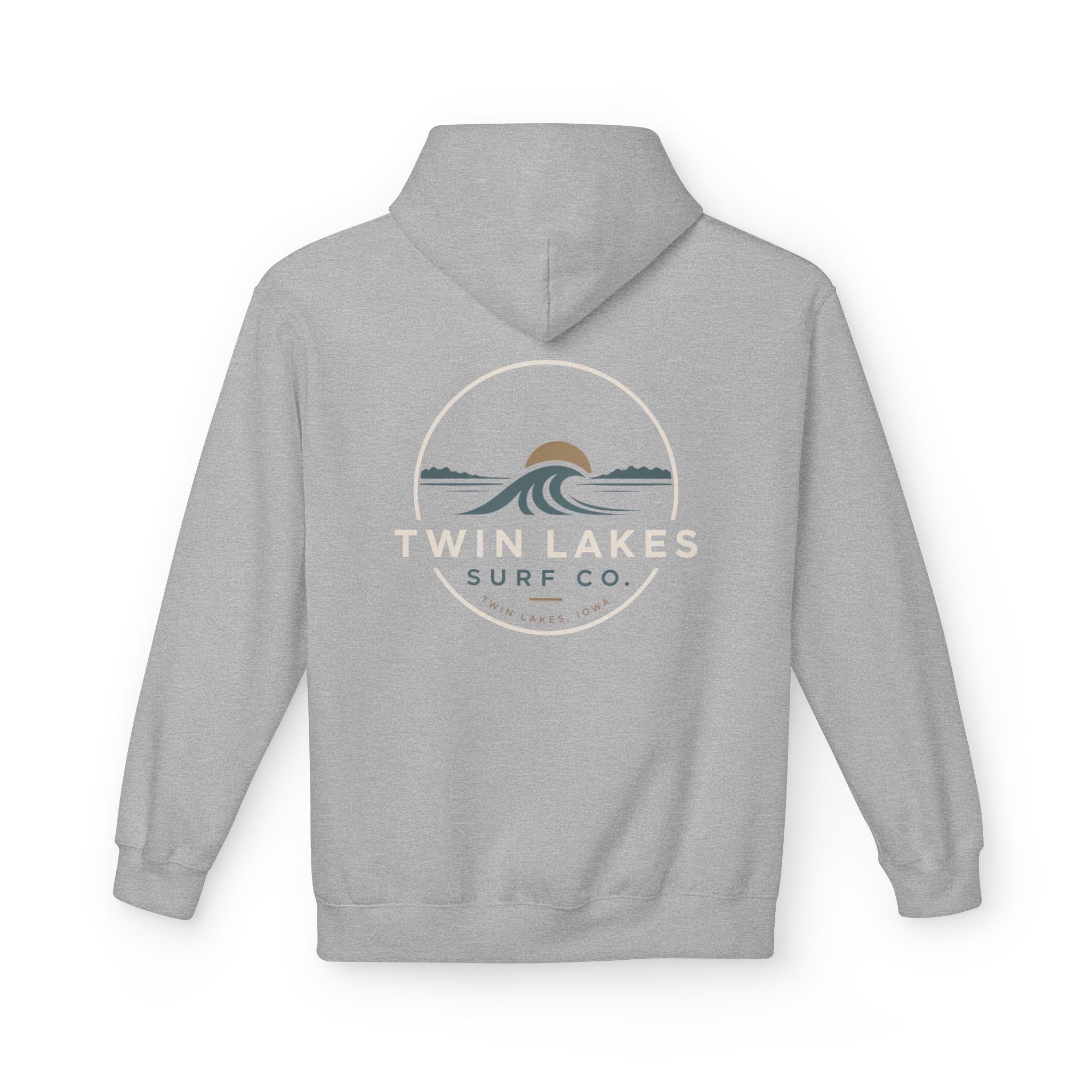 Twin Lakes Surf Co. Hoodie — Vintage Wave Logo Pullover