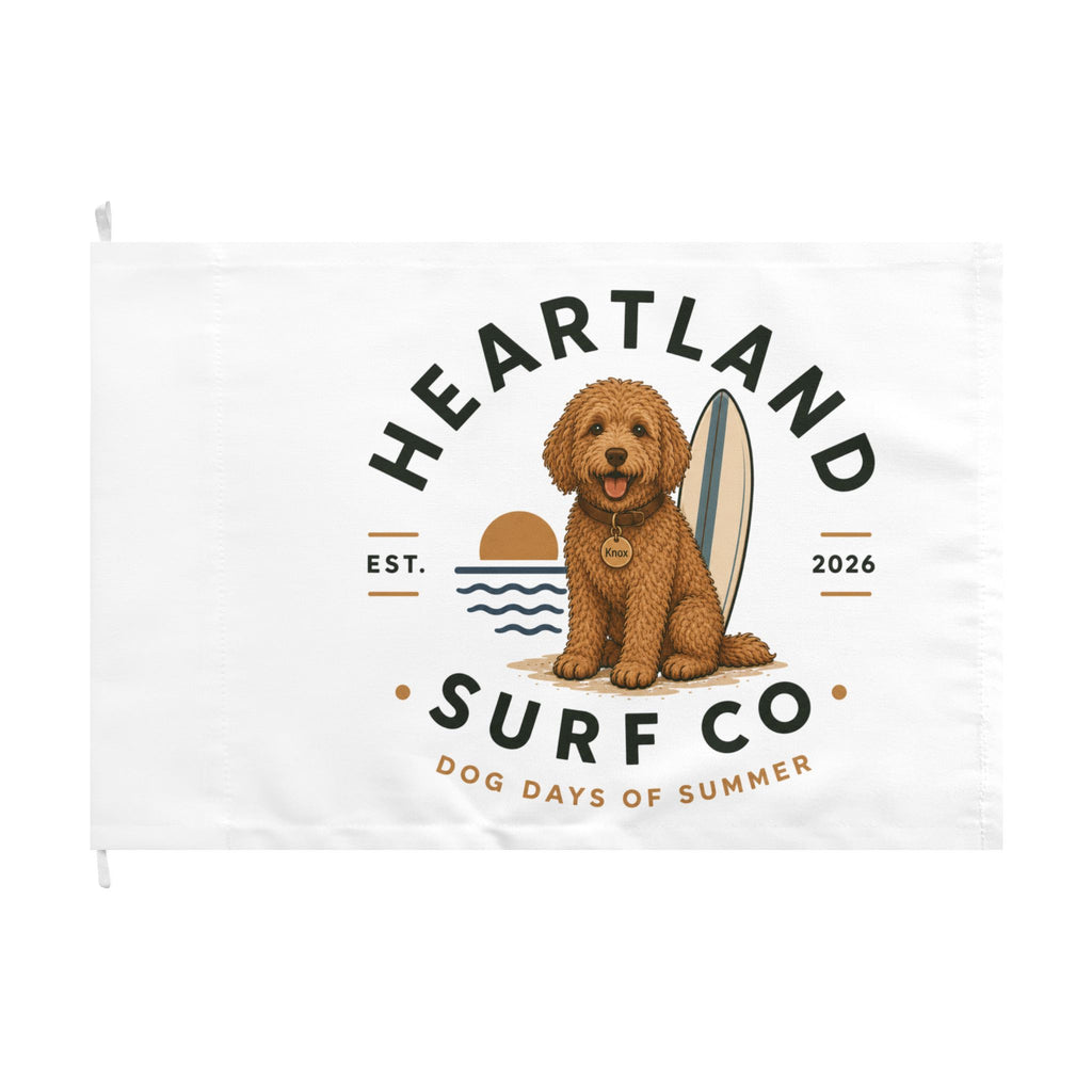 Heartland Surf Co. Dog Days Flag — Double-Sided Surf Dog Beach Banner