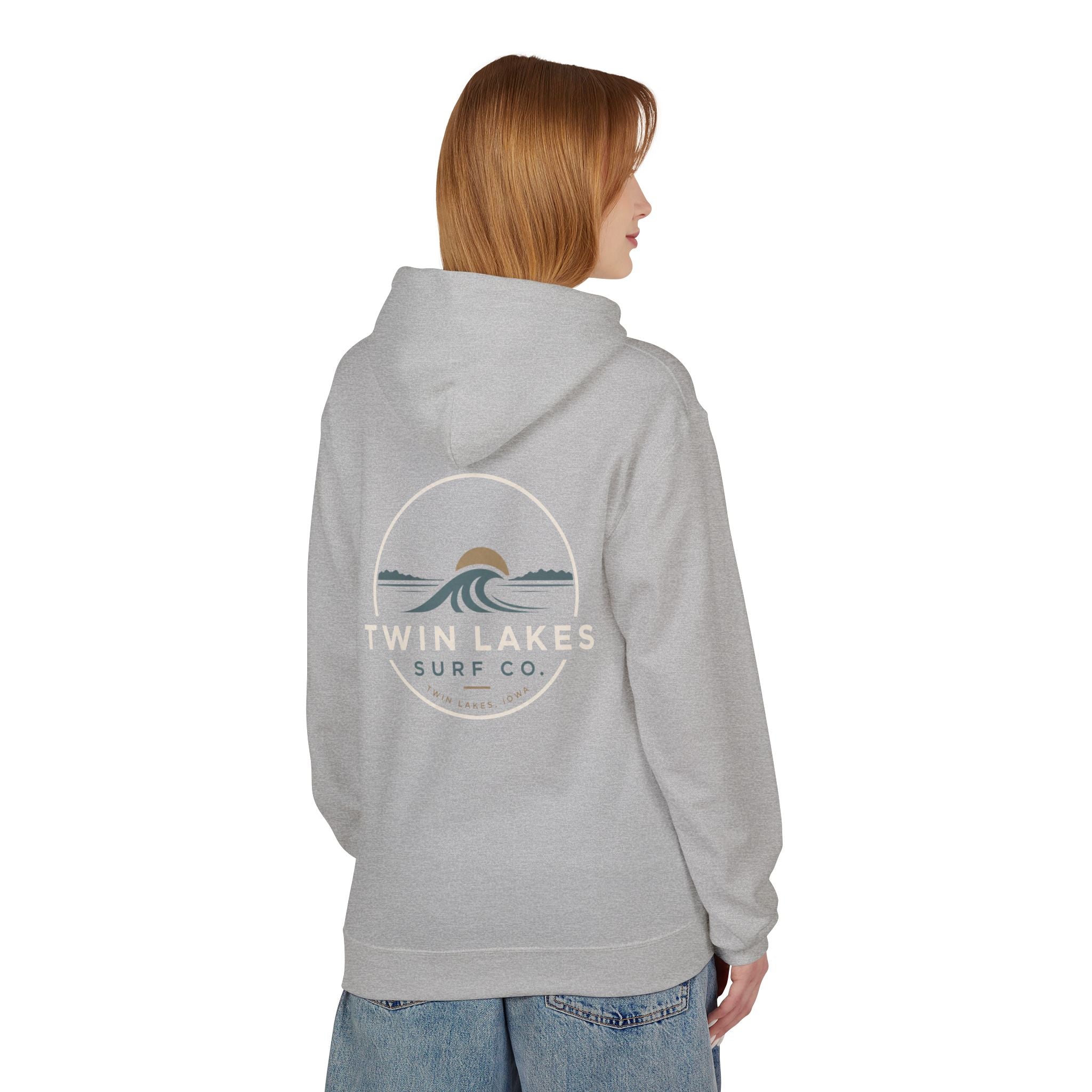 Twin Lakes Surf Co. Hoodie — Vintage Wave Logo Pullover