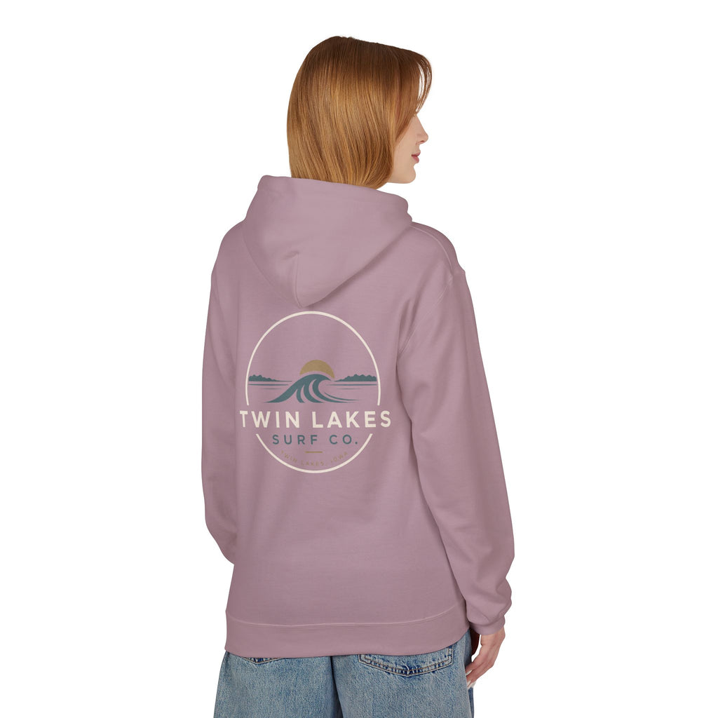 Twin Lakes Surf Co. Hoodie — Vintage Wave Logo Pullover
