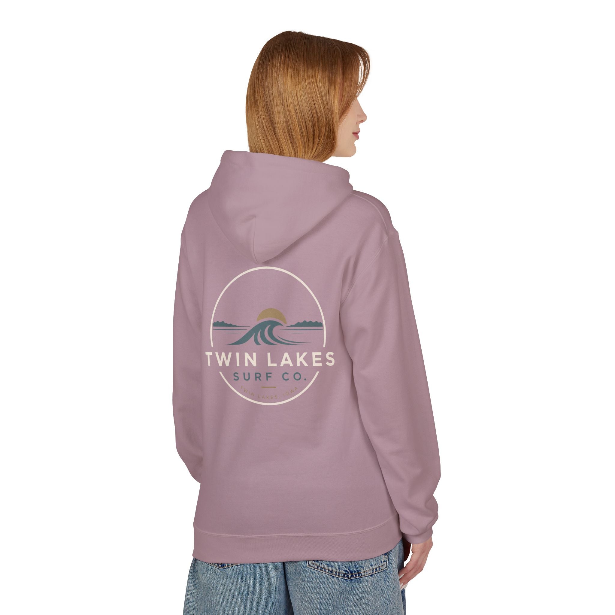 Twin Lakes Surf Co. Hoodie — Vintage Wave Logo Pullover